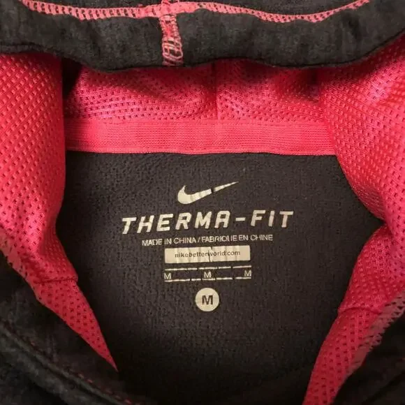Nike Women’s size large therma Fit  hooded Sweatshirt Pink Black - Picture 6 of 7